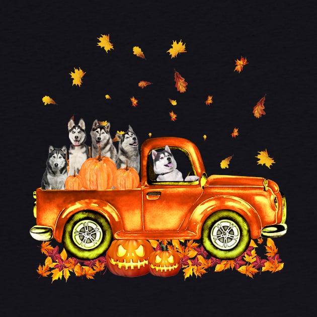 Husky Pumkin Car Autumne Halloween by Margaretsantana